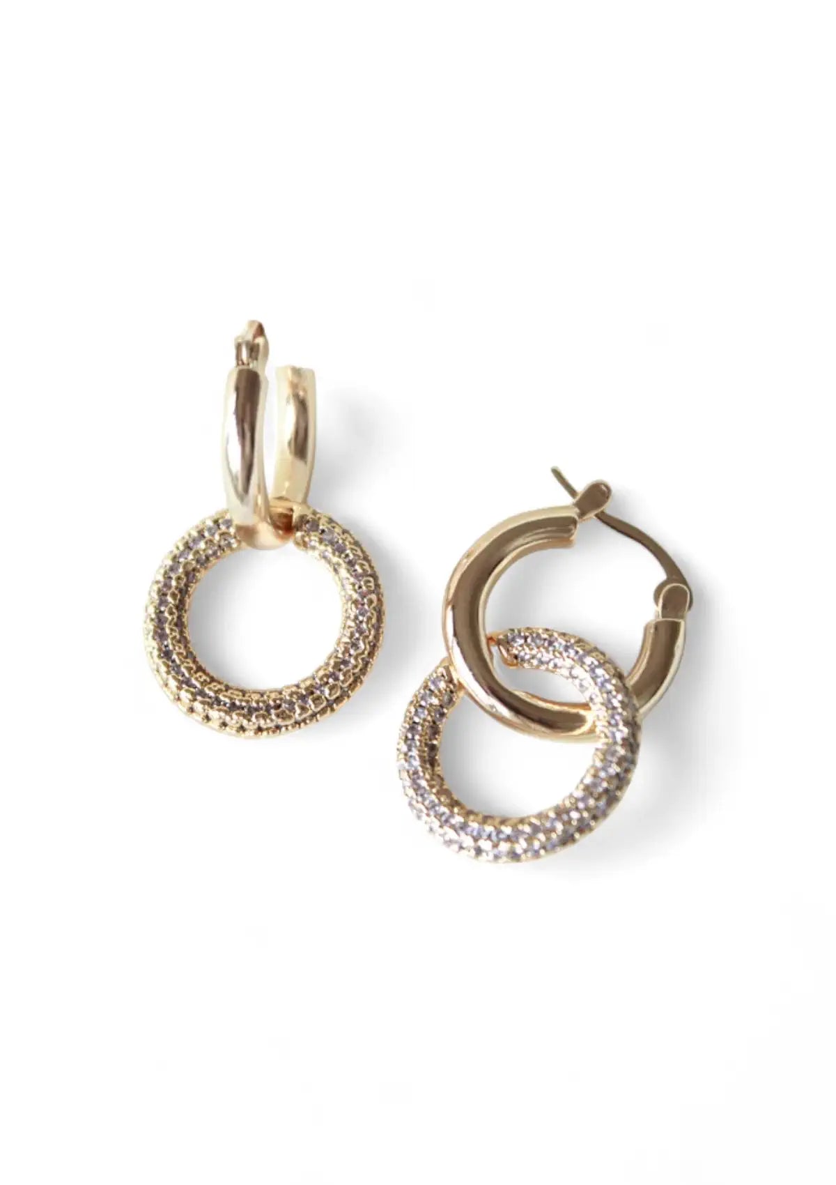 Fashion jewelry gold hoop earrings with cubic zirconia at Ruby Jane & valleygirl boutique.