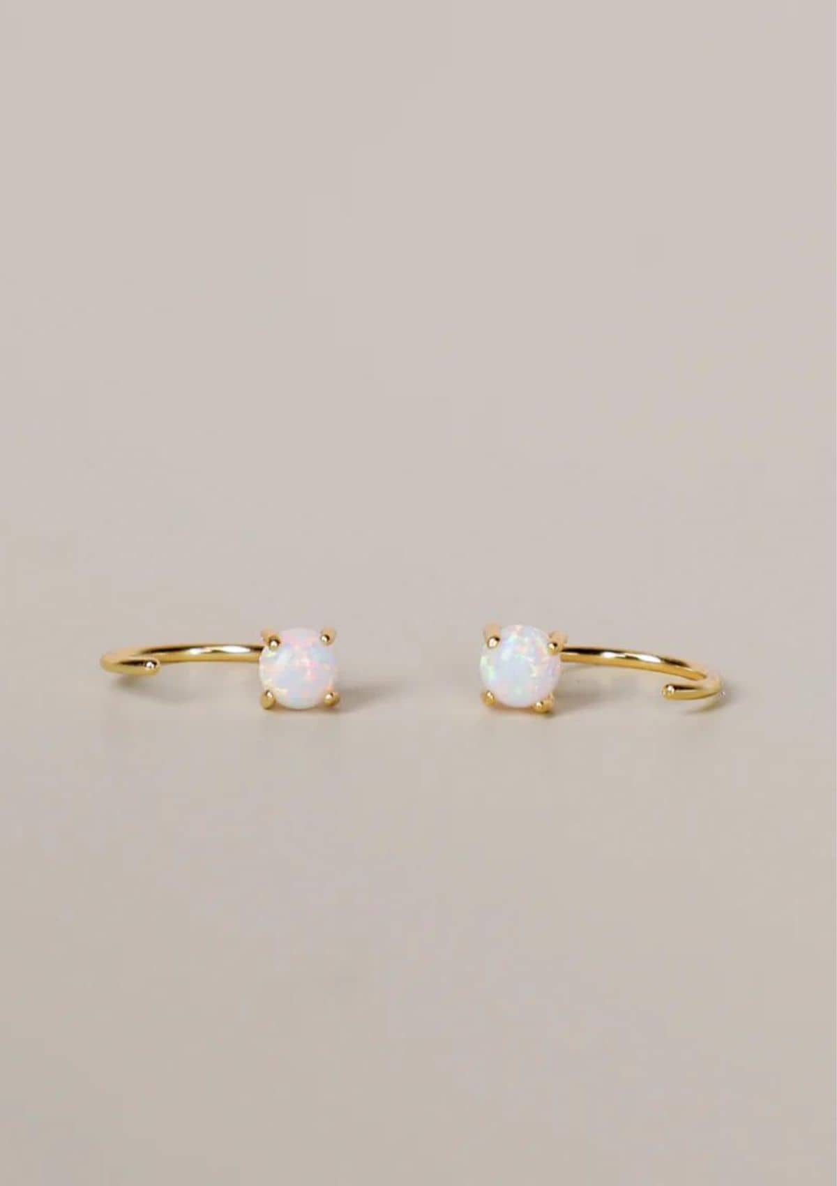 Huggies Earrings - White Opal -JaxKelly- Ruby Jane-