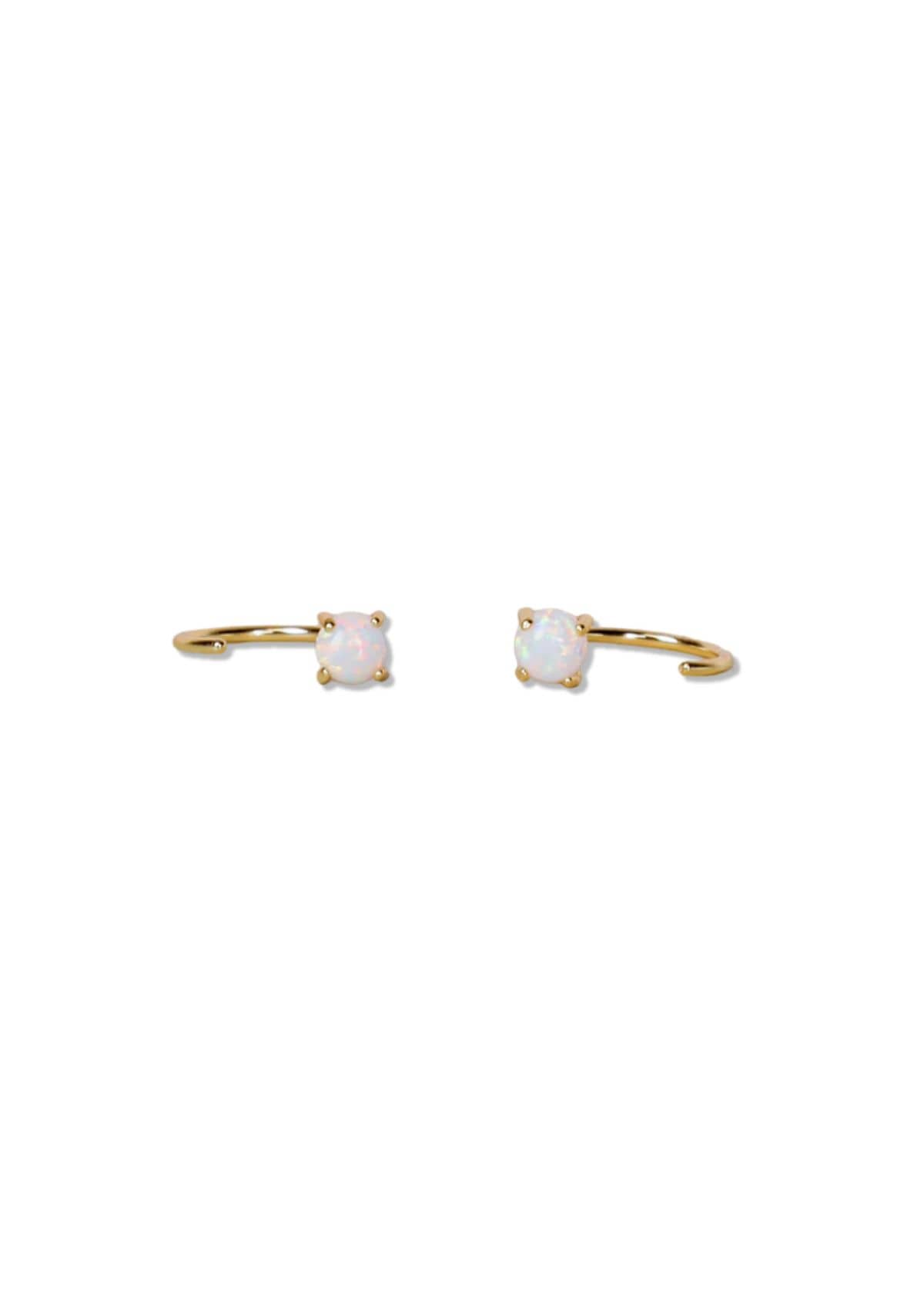 Huggies Earrings - White Opal -JaxKelly- Ruby Jane-