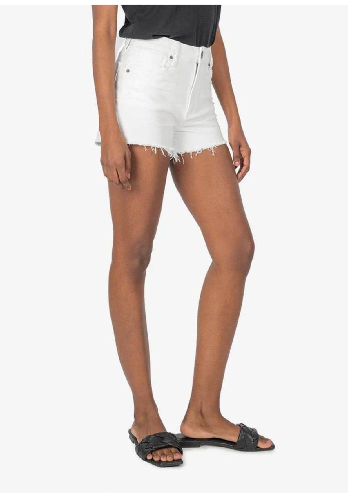 Jane High Rise Short with Fray - Optic White Wash -Swat Fame KUT ONLY -NO See Thru Soul- Ruby Jane-