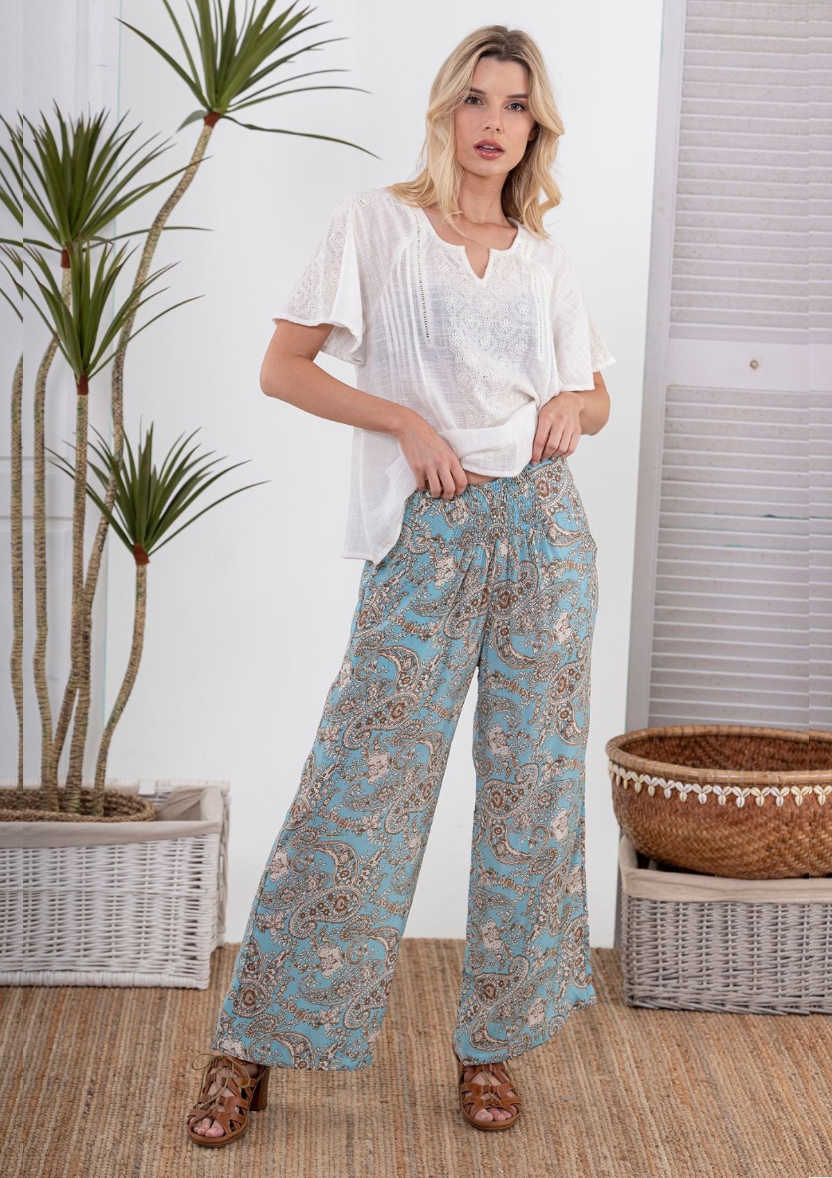 Kali Pocket Pants - Blue -Cienna / Bilgola- Ruby Jane-