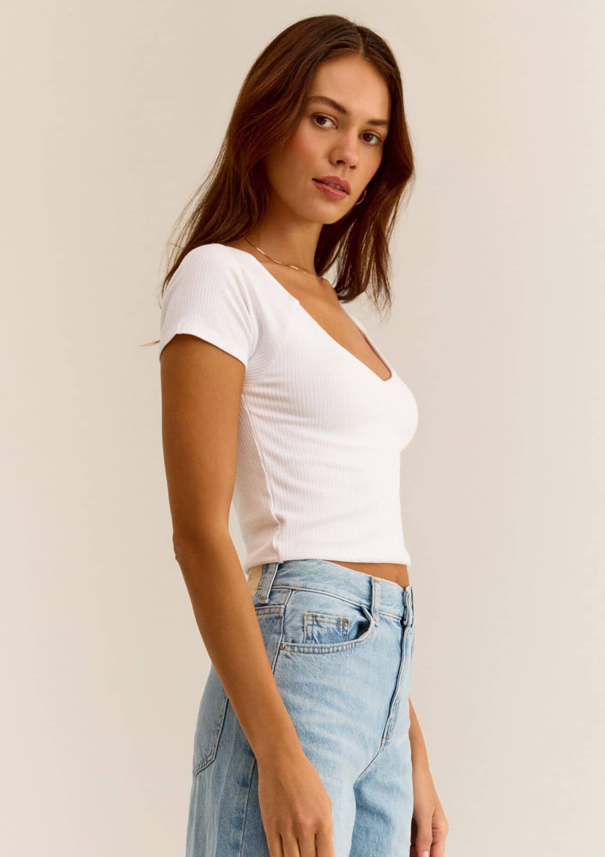 Swoop neck crop top.