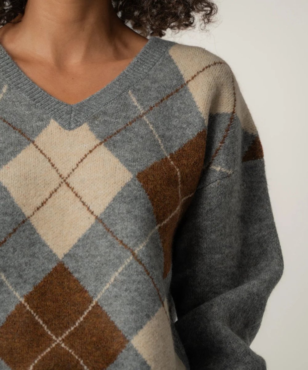 brown-diamond print-grey-Ruby Jane & Valleygirl Boutique.