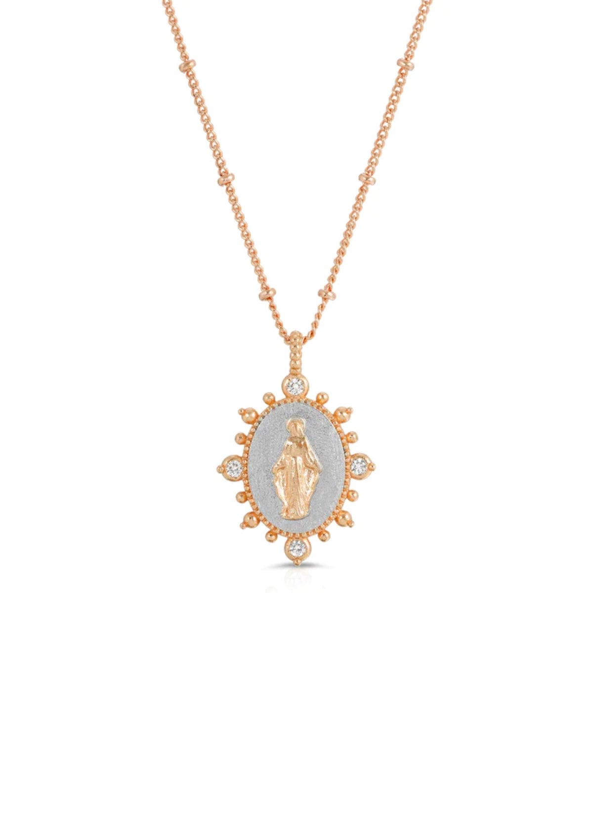 Lady Lourdes Pendant in Silver/Gold -Blair and Gray-DBA Joy Dravecky Jewelry- Ruby Jane-