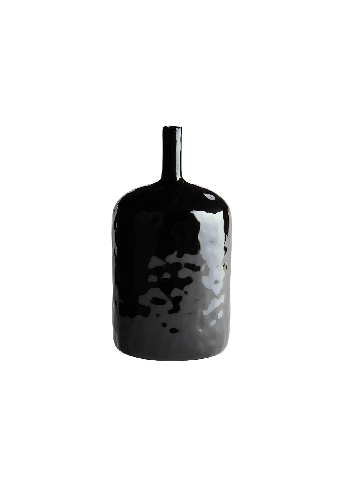 Large Black Stoneware Bottle Vase -Mud Pie- Ruby Jane-