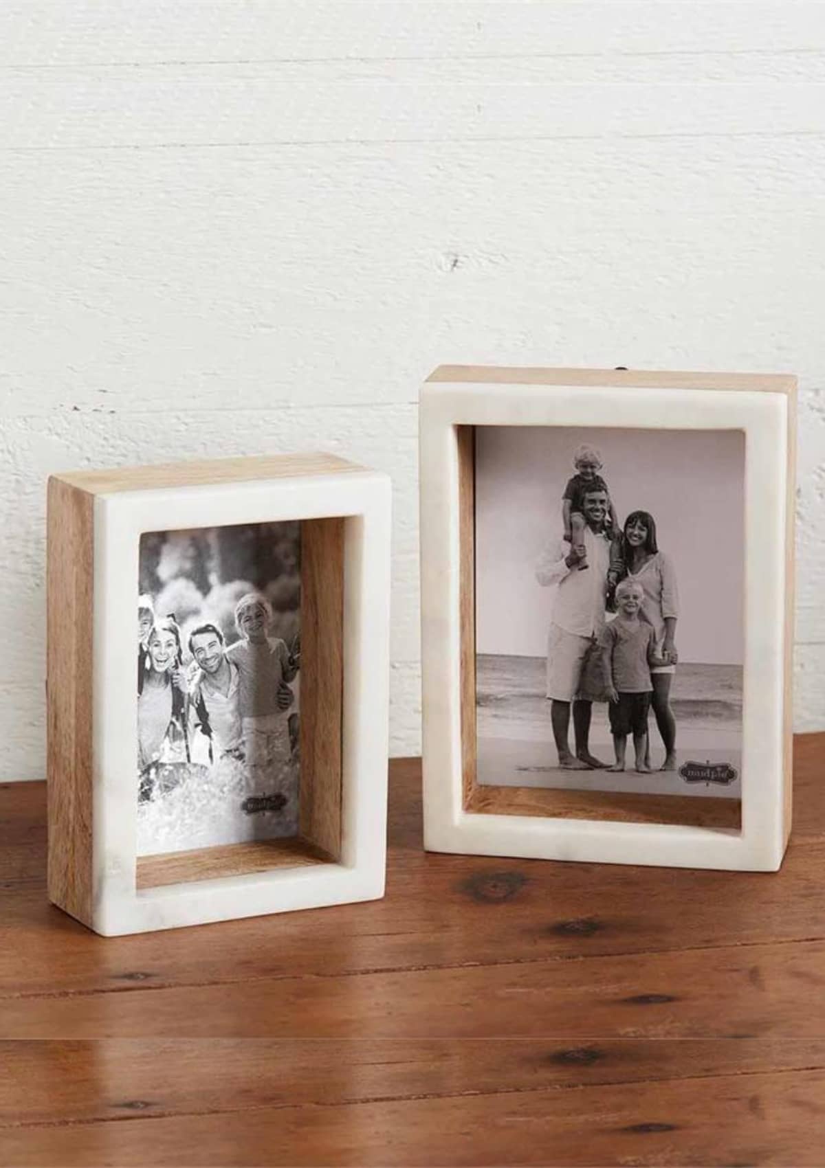 Large Wood + Marble Shadow Box Picture Frame -Mud Pie / One Coas- Ruby Jane-