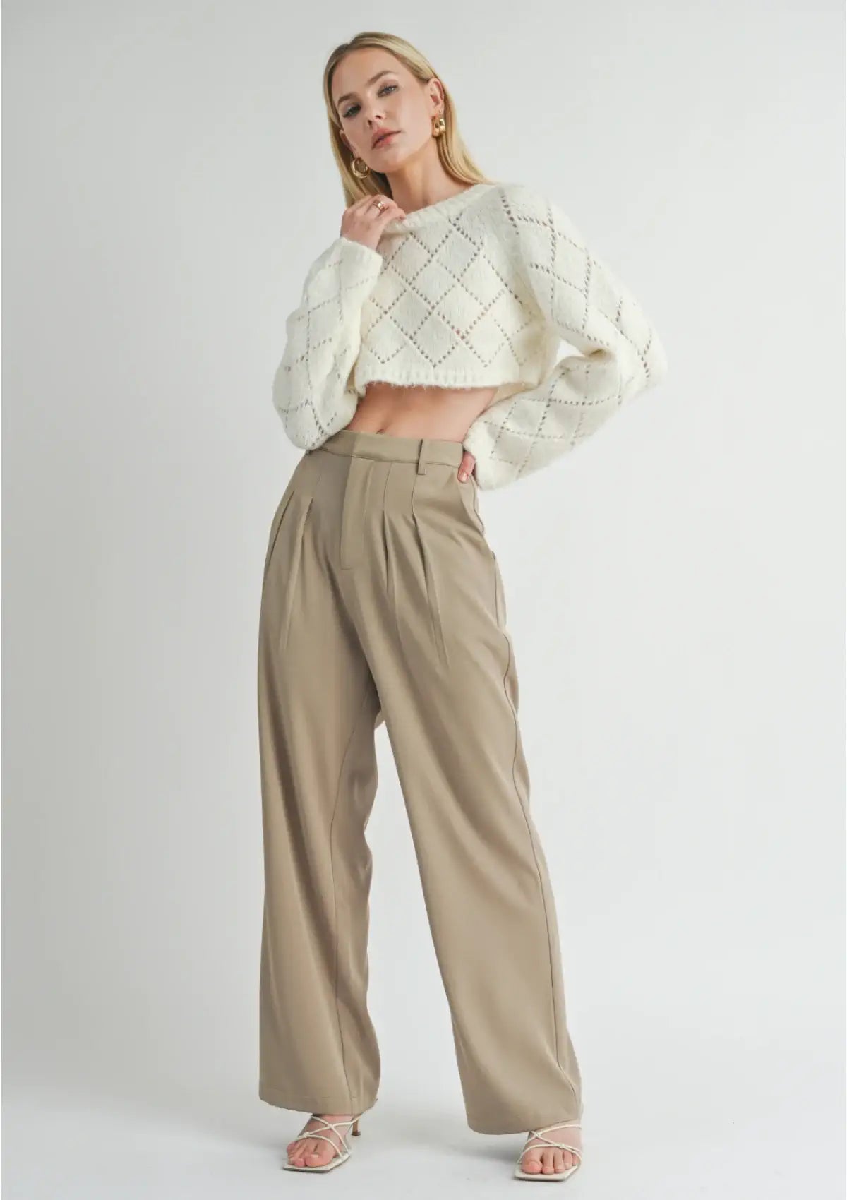 clothing Fashion pleated tan pants at Ruby Jane & valleygirl boutique.