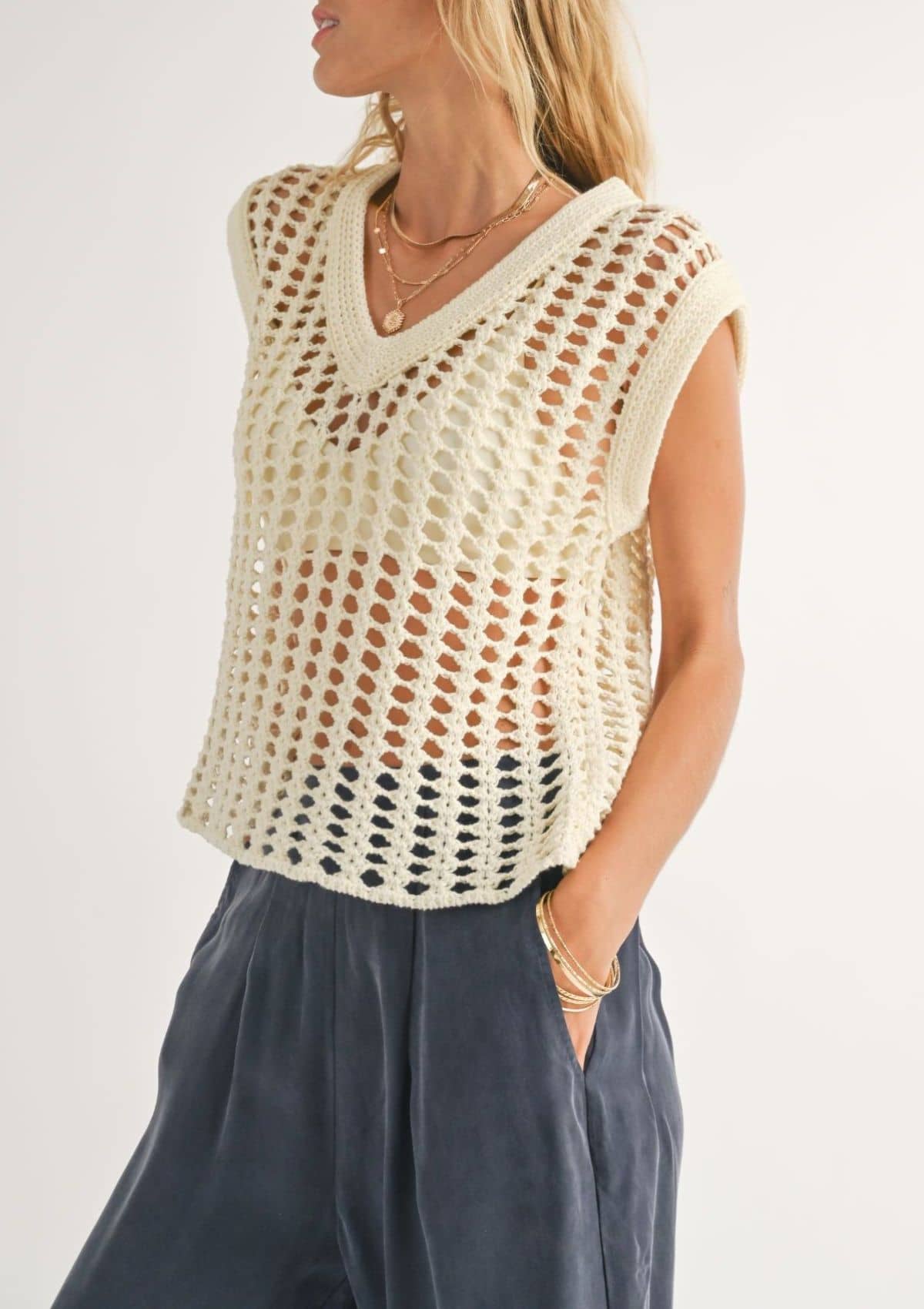 Open knit tops best sale