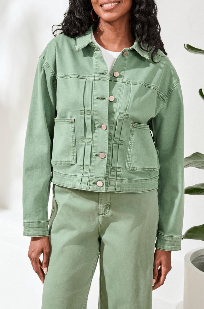 Long Sleeve Front Button Jacket with Back Pleats - RubyJane Long Sleeve Front Button Jacket with Back Pleats - RubyJane
