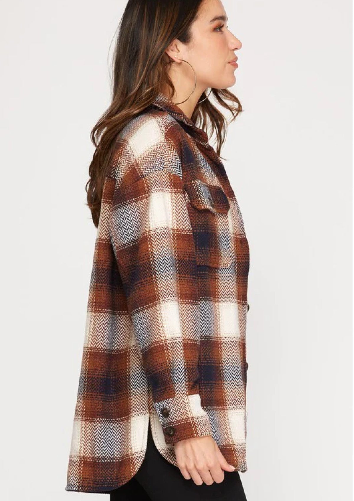 Long sleeve flannel plaid jacket