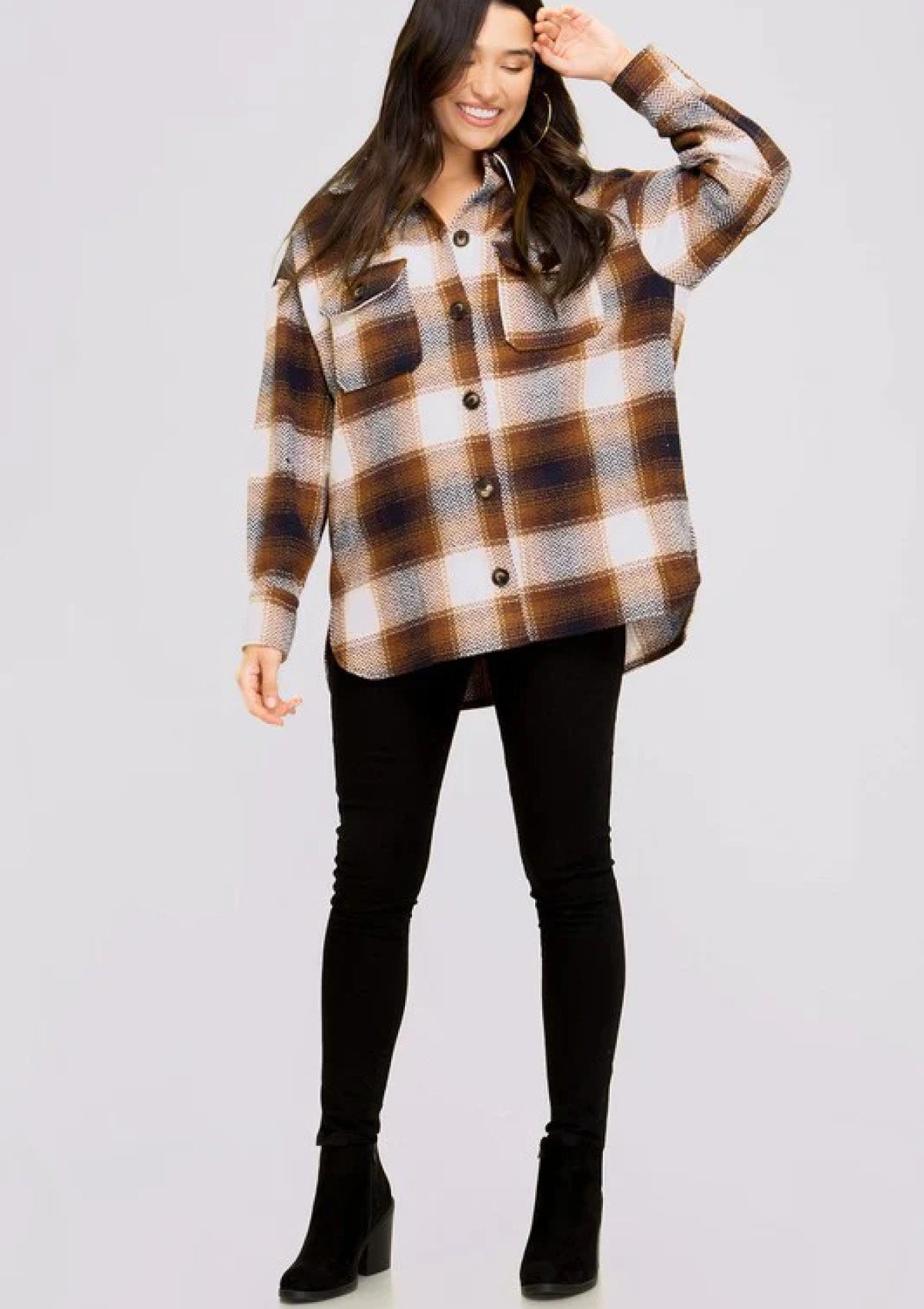 Long sleeve flannel plaid jacket