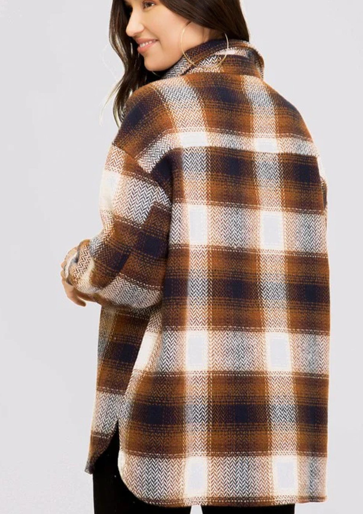 Long sleeve flannel plaid jacket