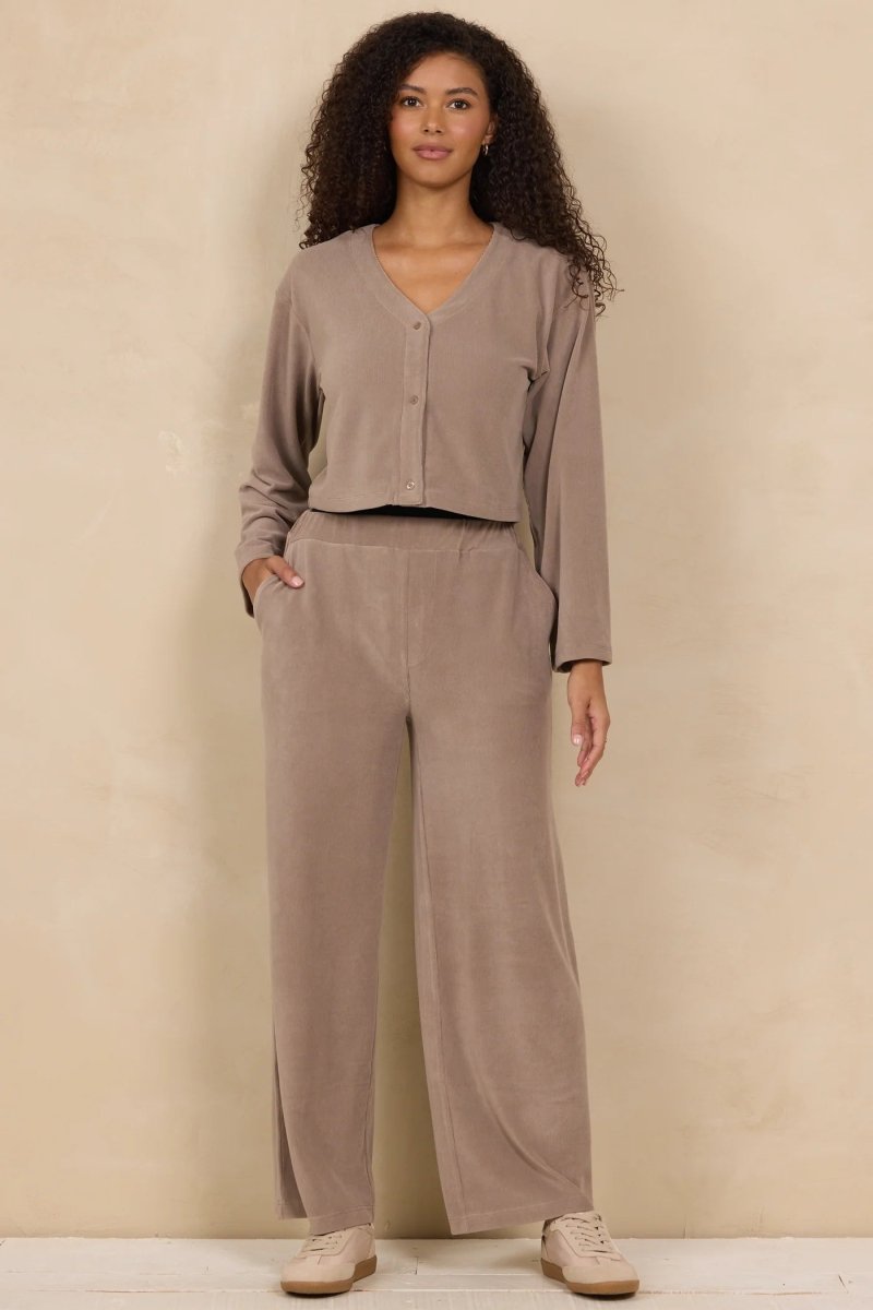brown-buttons-cardi-Ruby Jane & Valleygirl Boutique.