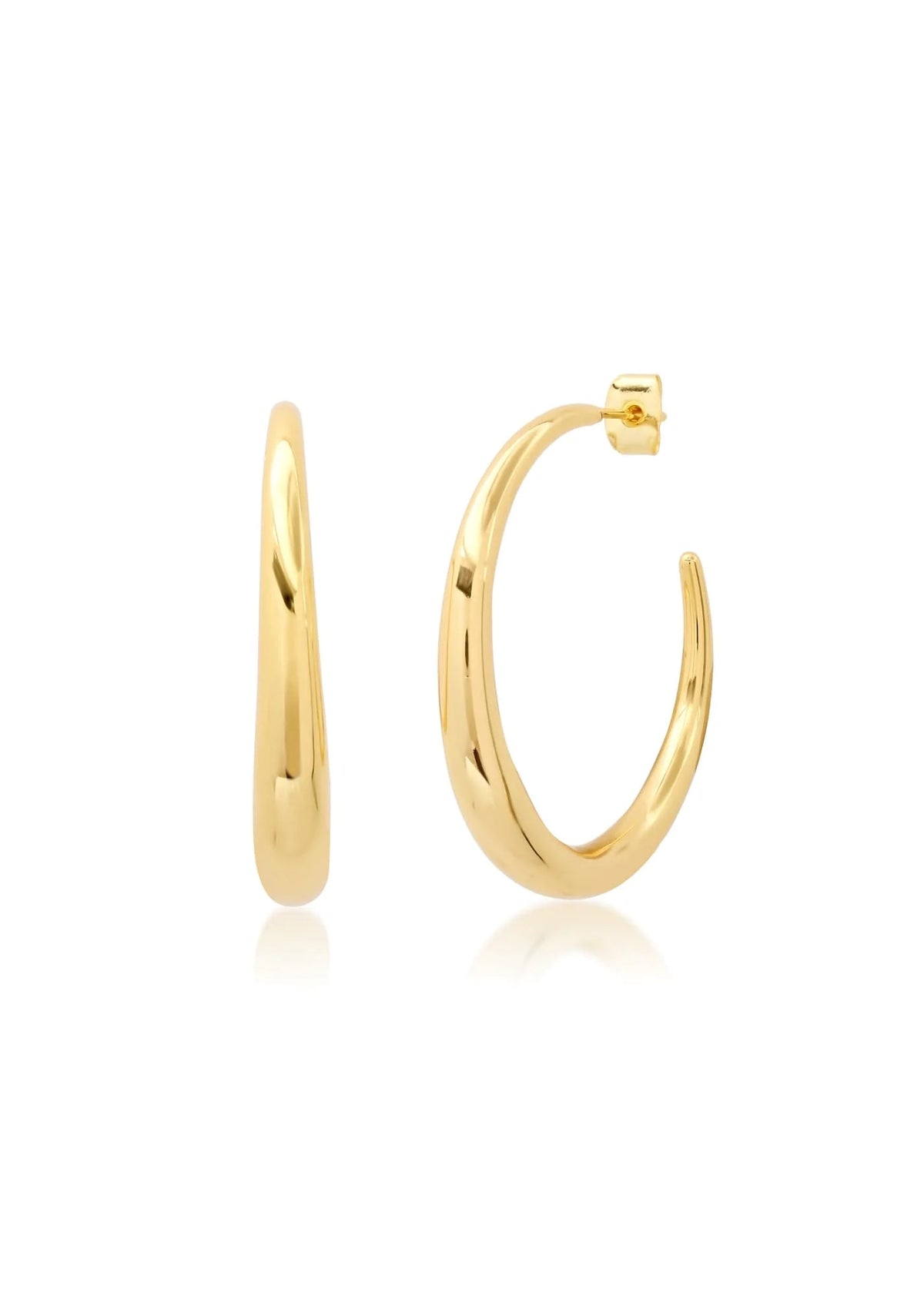 Earrings-Fashion-Jewelry-Tapered medium gold hoops-Ruby Jane.