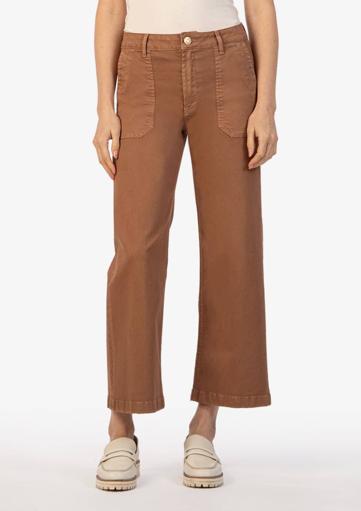 Meg Wide Leg Pants with Pork Chop Pockets - Mocha - RubyJane & Valleygirl