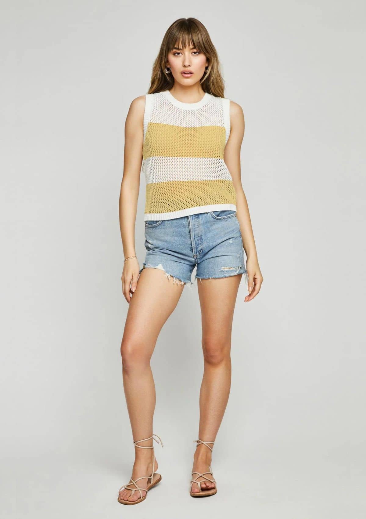 Casual Tops-clothing-Fashion-Yellow and white thick stripes-Ruby Jane.
