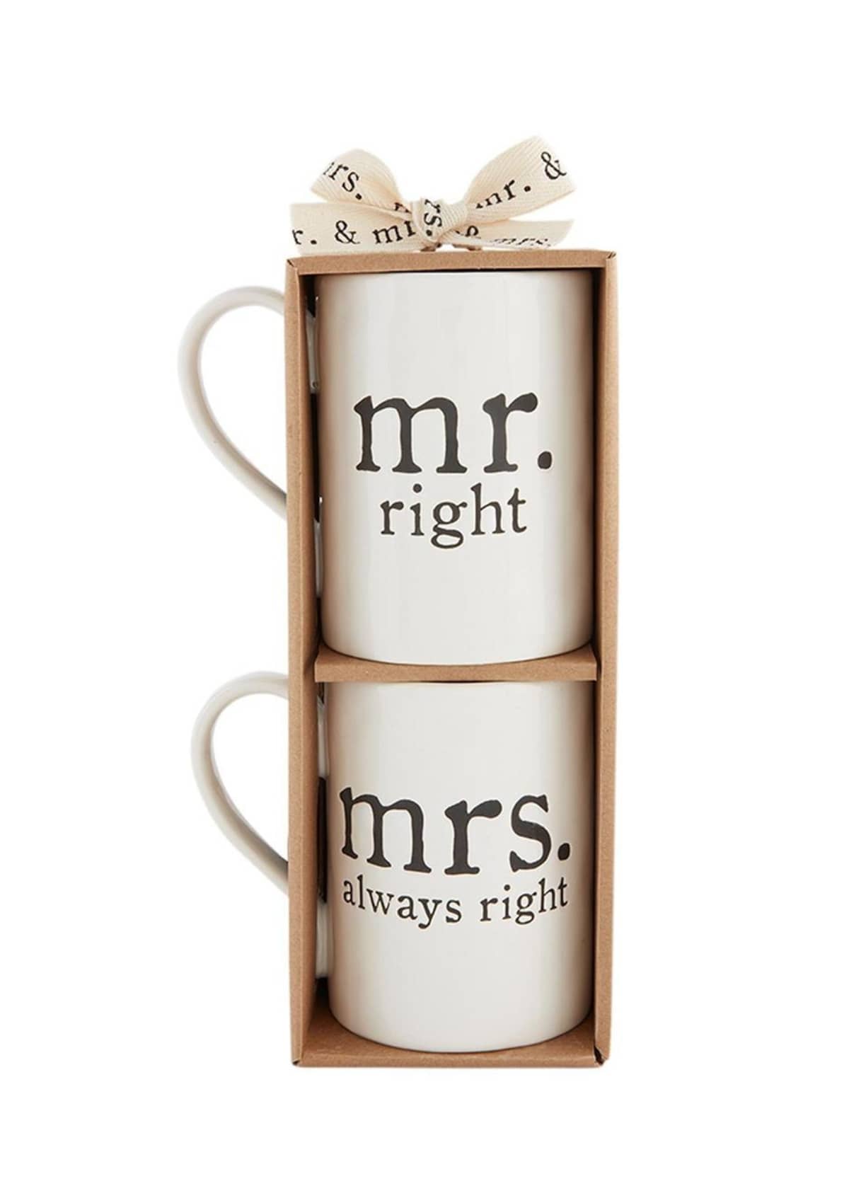 Mr. & Mrs. Right Mugs -Mud Pie / One Coas- Ruby Jane-