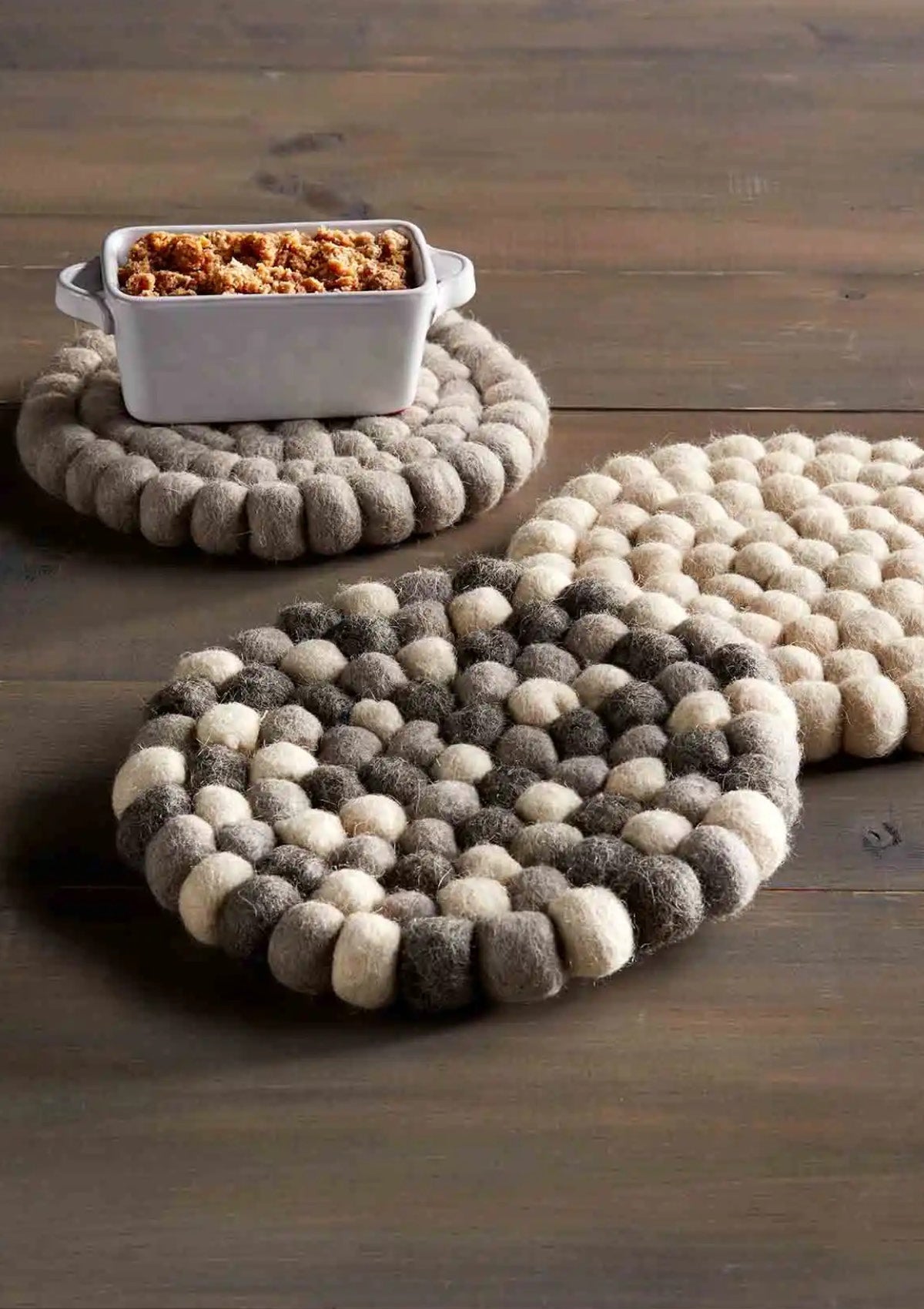 White Felted Trivet
