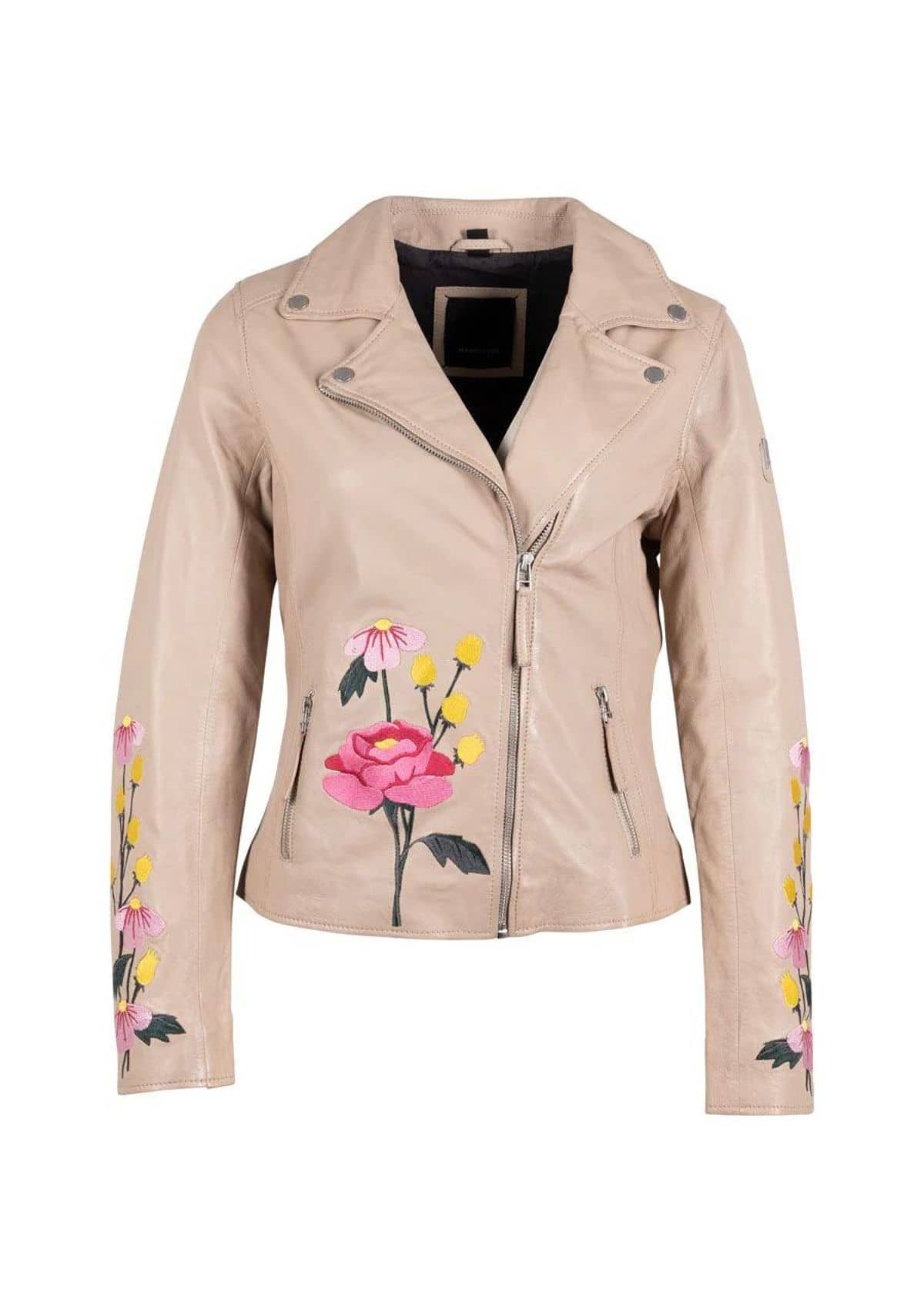 Peonie Floral Leather Jacket - Light Beige -Mauritius GmbH Int. Fashion- Ruby Jane-