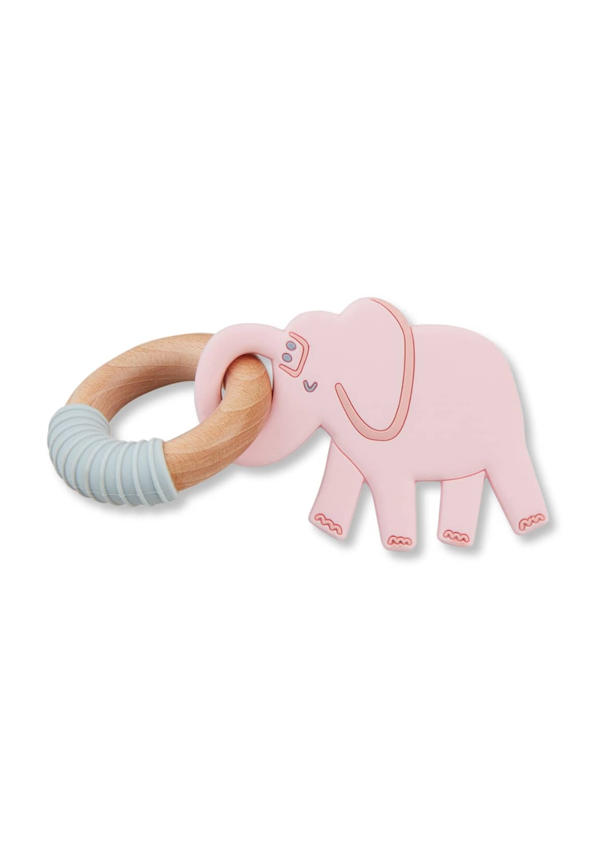 Pink Elephant Ring Baby Teether -Mud Pie / One Coas- Ruby Jane-