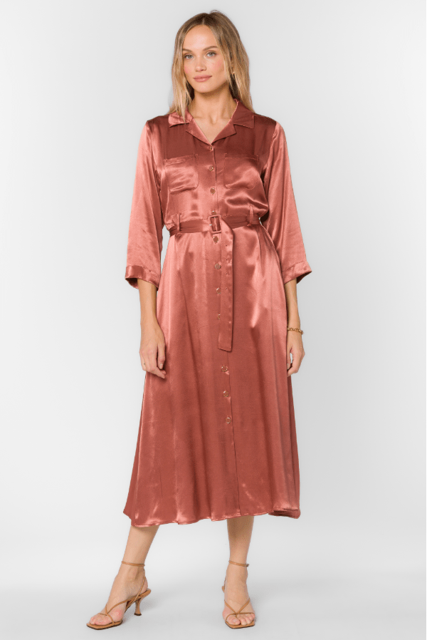chinese dress ladies Burgundy Satin Allura Midi Dress