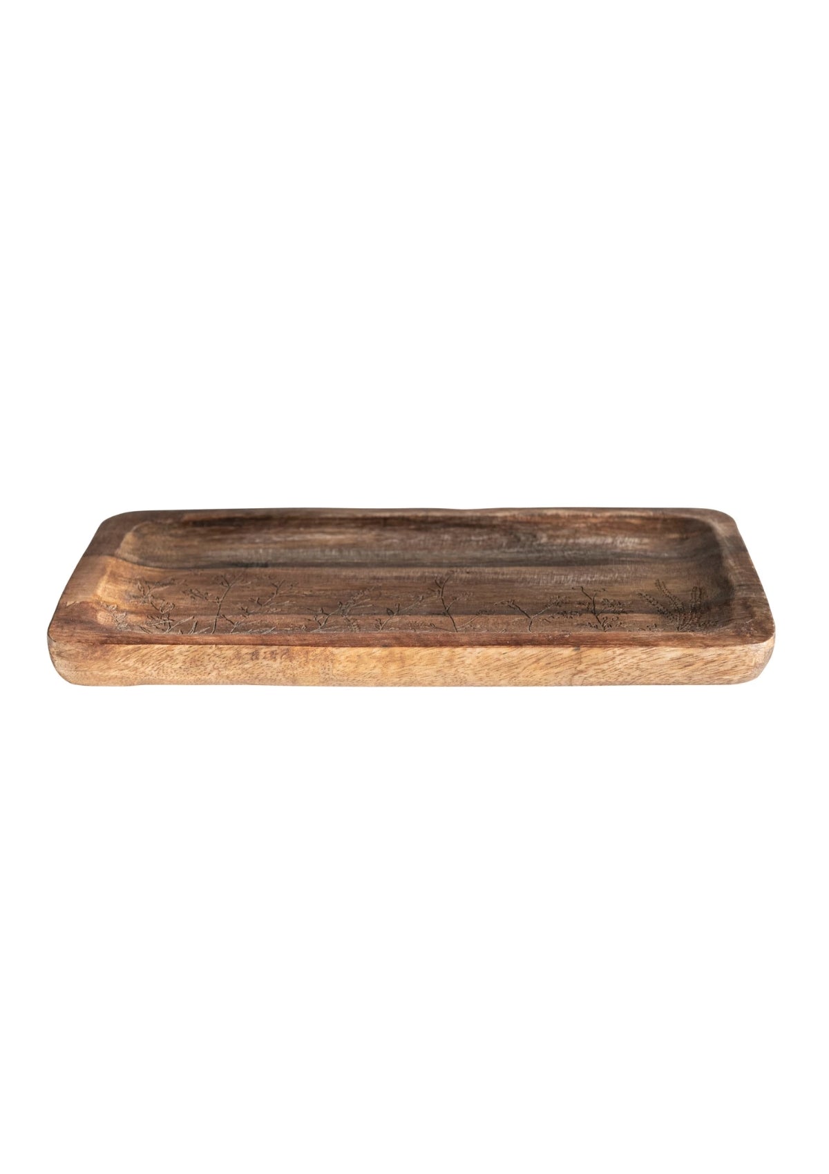 Rectangle Mango Wood Tray w/ Laser Etched Botanicals -Creative Co-op- Ruby Jane-