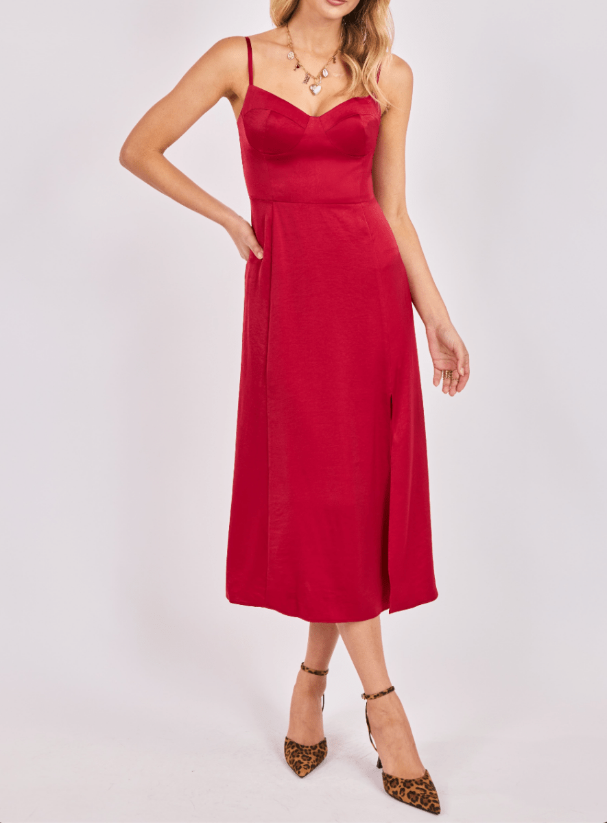 Romy Satin Bustier Bodice Midi Dress