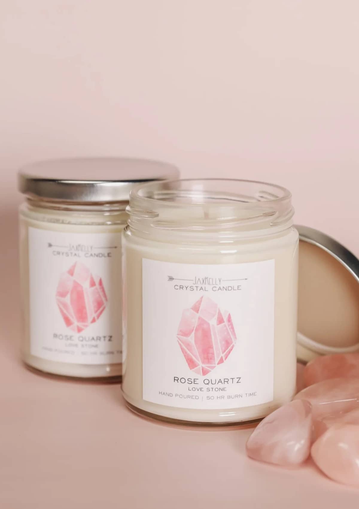 Rose Quartz Crystal Candle -JaxKelly- Ruby Jane-