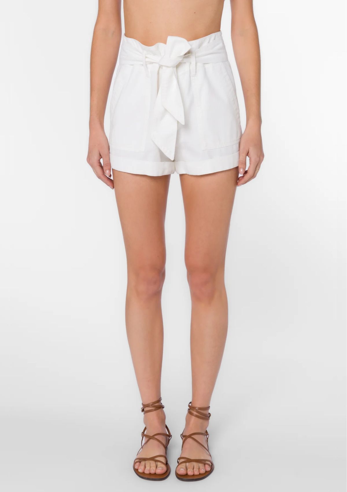 Summer Paper Bag Shorts - White -Velvet Heart- Ruby Jane-