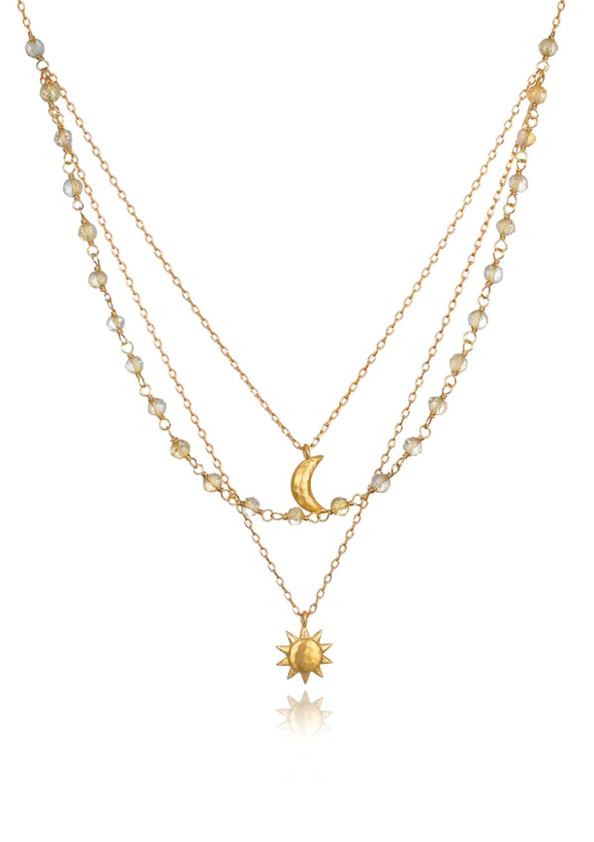 Sun Moon Citrine Triple Necklace, 20" -Satya Jewelry- Ruby Jane-