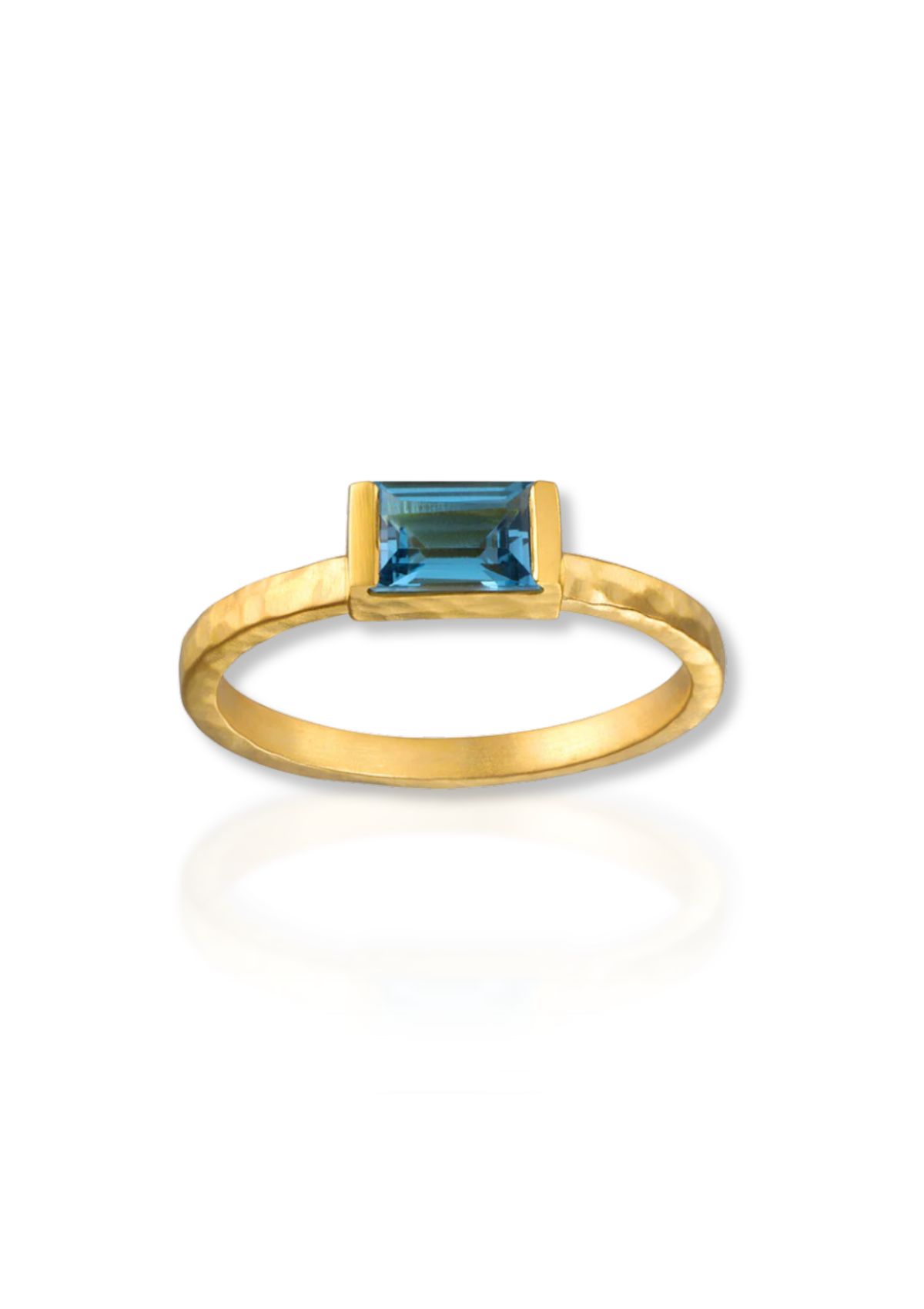 Swiss Blue Topaz Rectangle Stone Ring -Satya Jewelry- Ruby Jane-