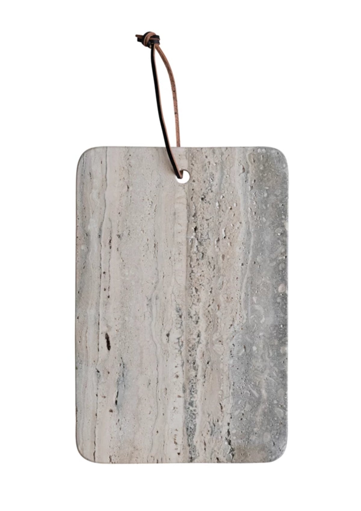 Travertine Cheese/Cutting Board w/ Leather Tie -Creative Co-op- Ruby Jane-