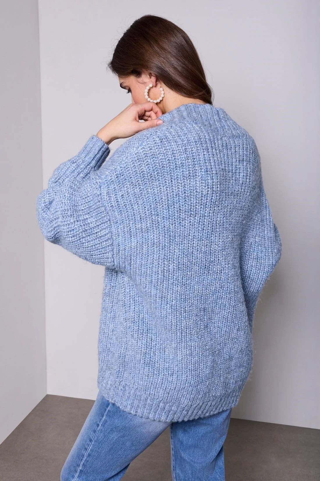 Oversized V-Neck Sweater - Satin Sky