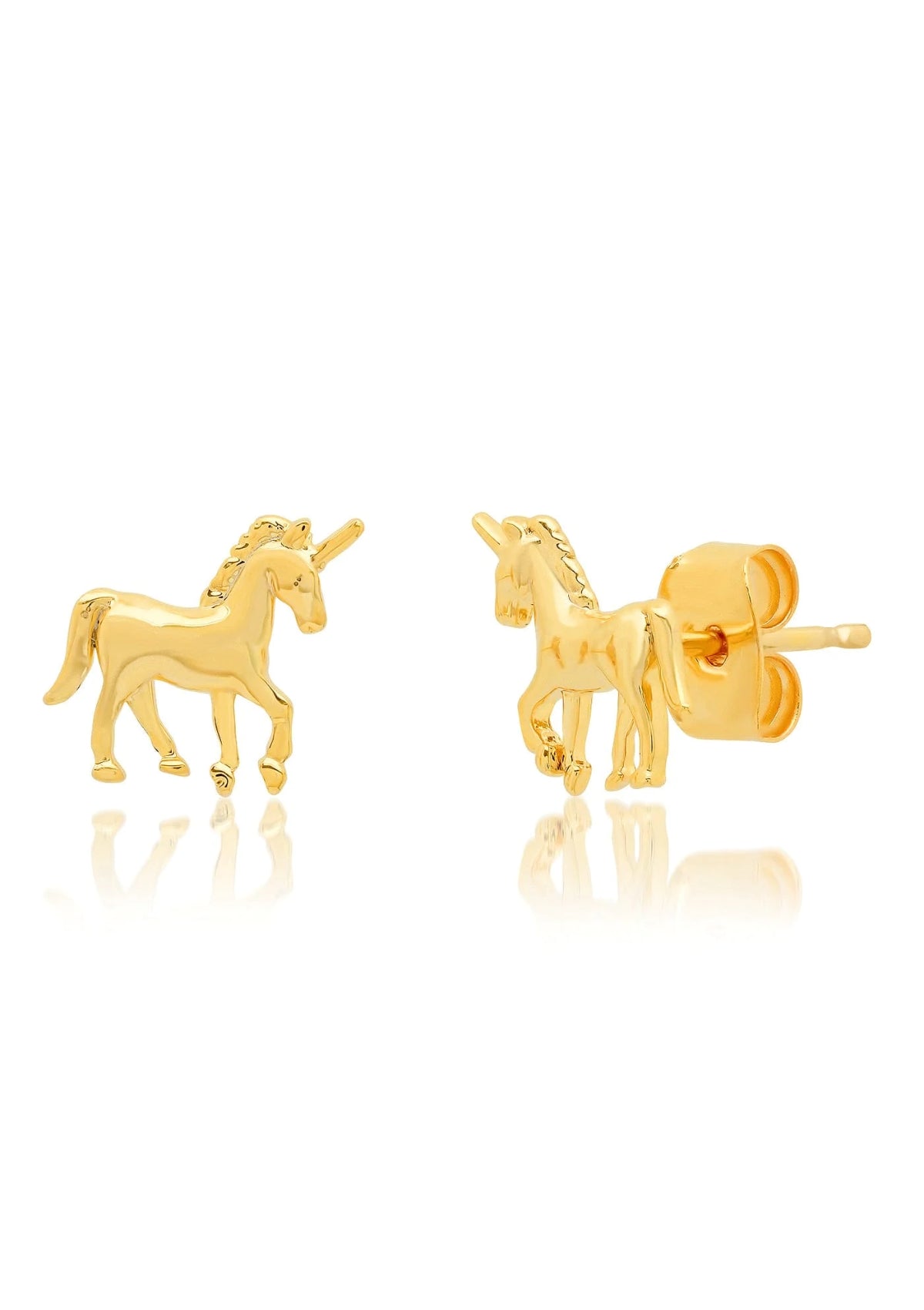 Gold unicorn earring with friction backing-Ruby Jane.