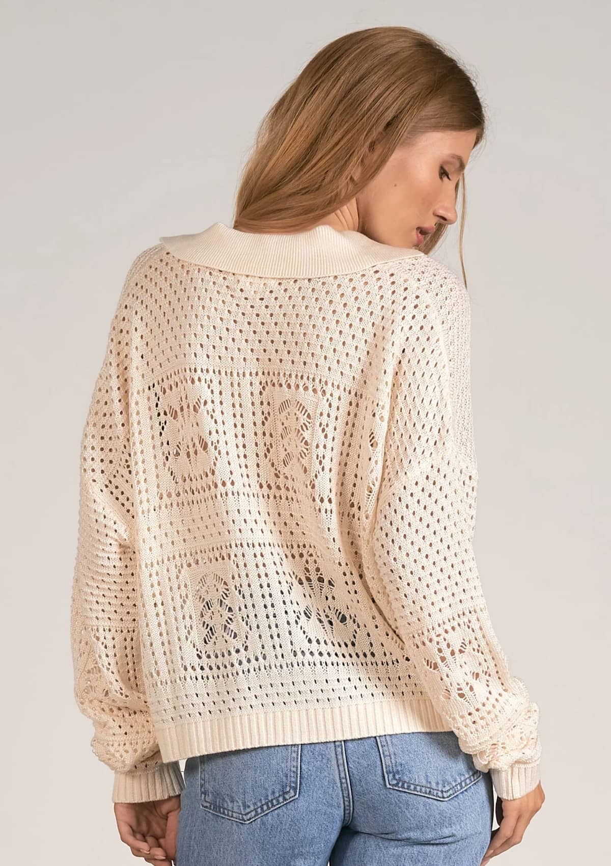 V-Neck Collar Knit Women's Sweater -Elan Designs- Ruby Jane-