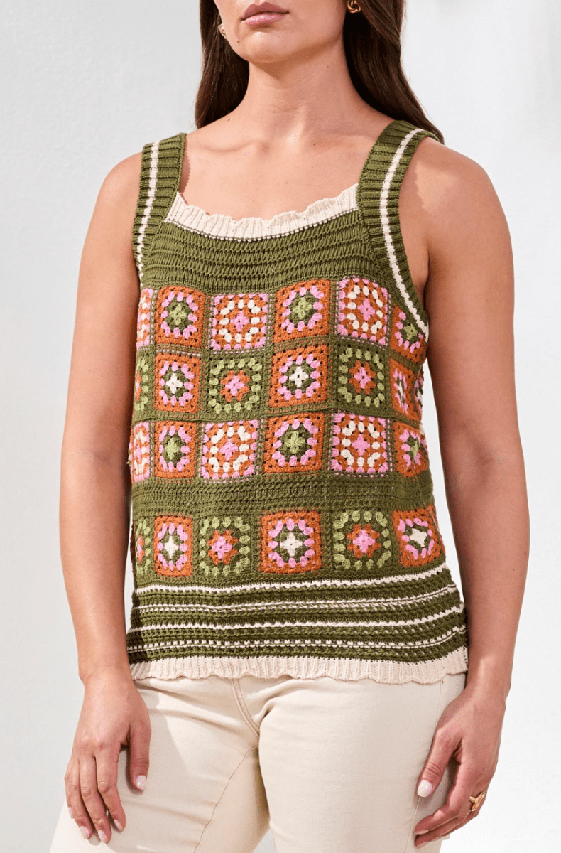 Wide Strap Sweater Cami with Crochet Detail - RubyJane & Valleygirl