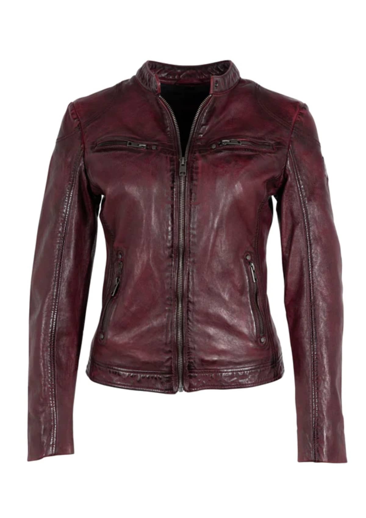 ZIYA Leather Jacket with Front Zip Pockets -Mauritius GmbH Int. Fashion- Ruby Jane-