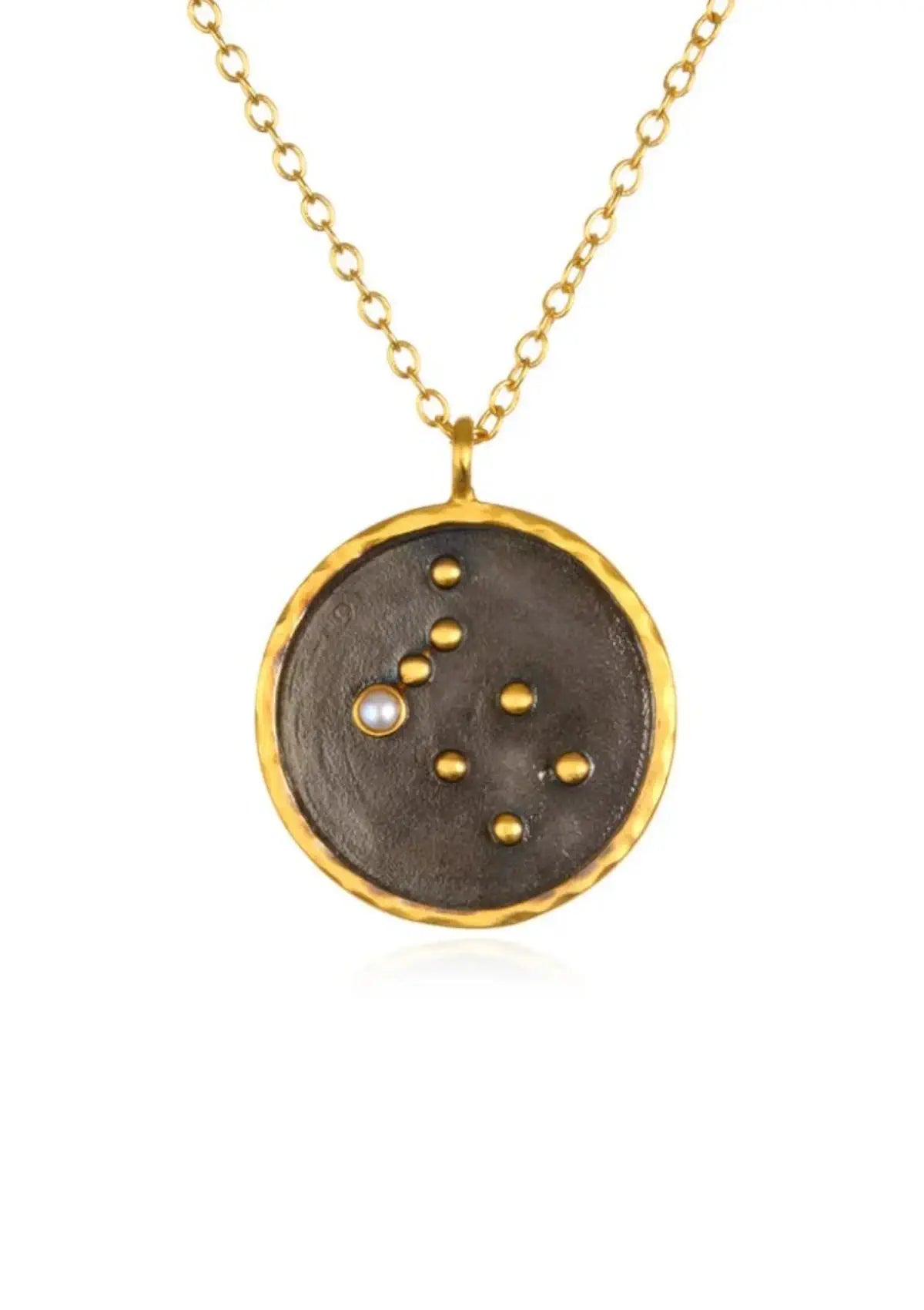 Fashion jewelry gold zodiac necklace at Ruby Jane & valleygirl boutique.