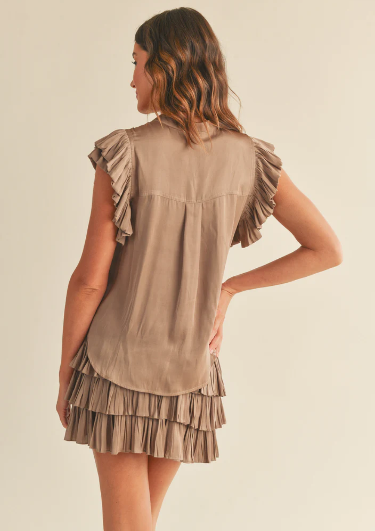 Audrey Button-Up Ruffled Cap Sleeve Top