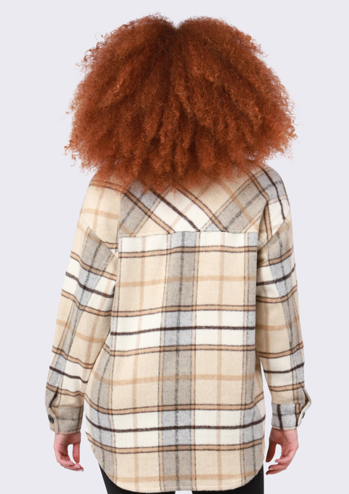 Vera Button Front Plaid Shacket, Caramel Plaid