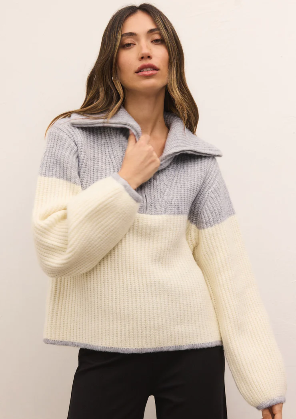 Canyon Half Zip Blocked Sweater