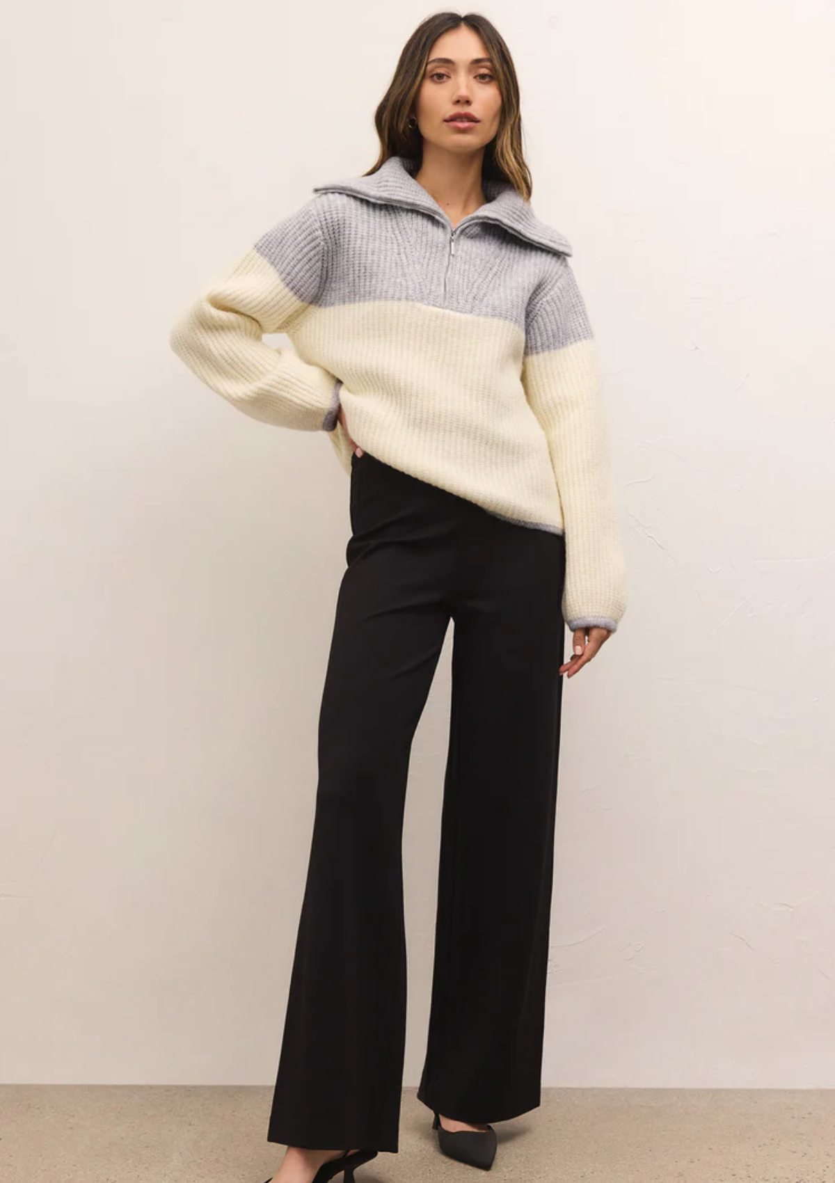 Canyon Half Zip Blocked Sweater