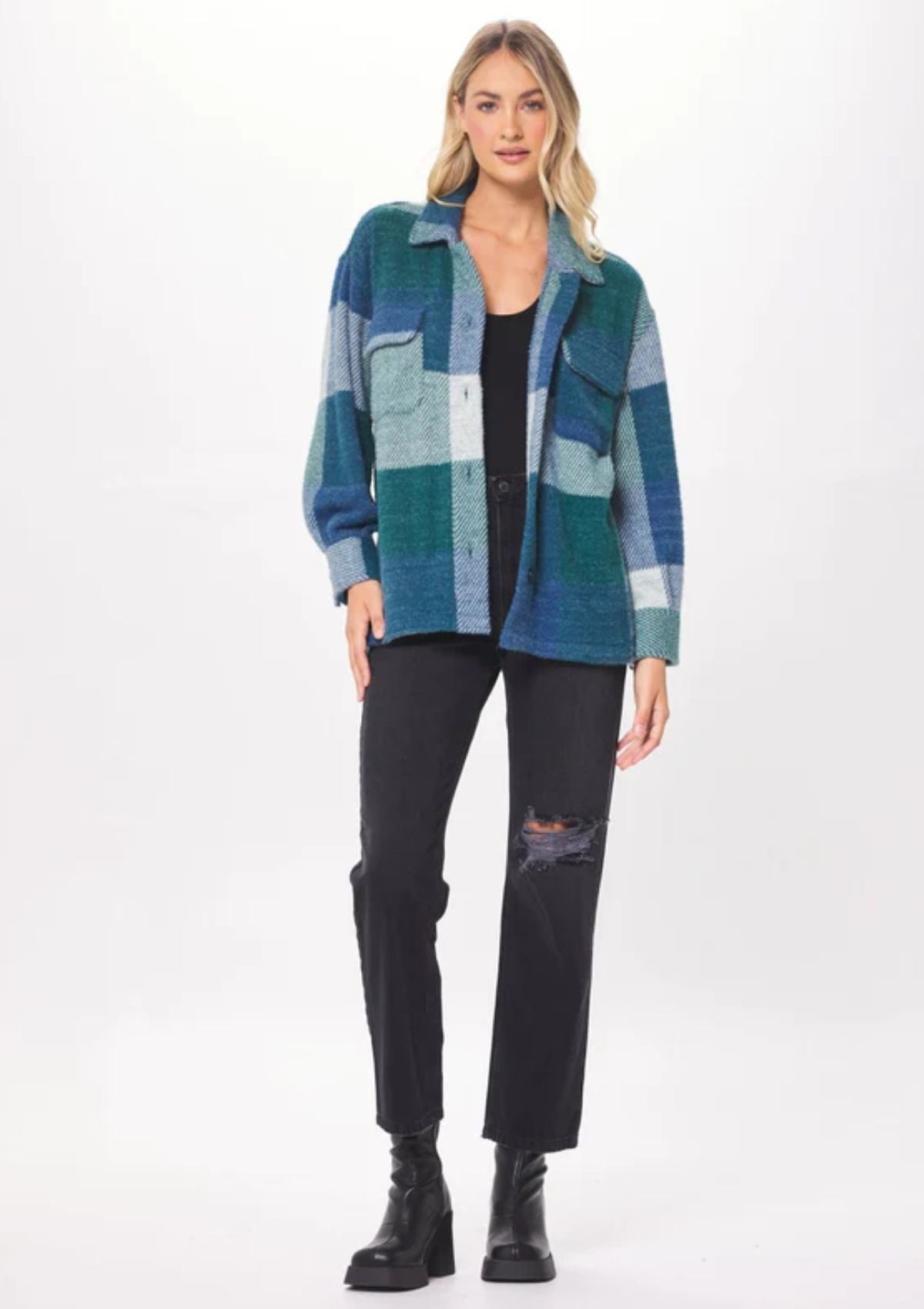Sydney Plaid Shirt Jacket, Forest