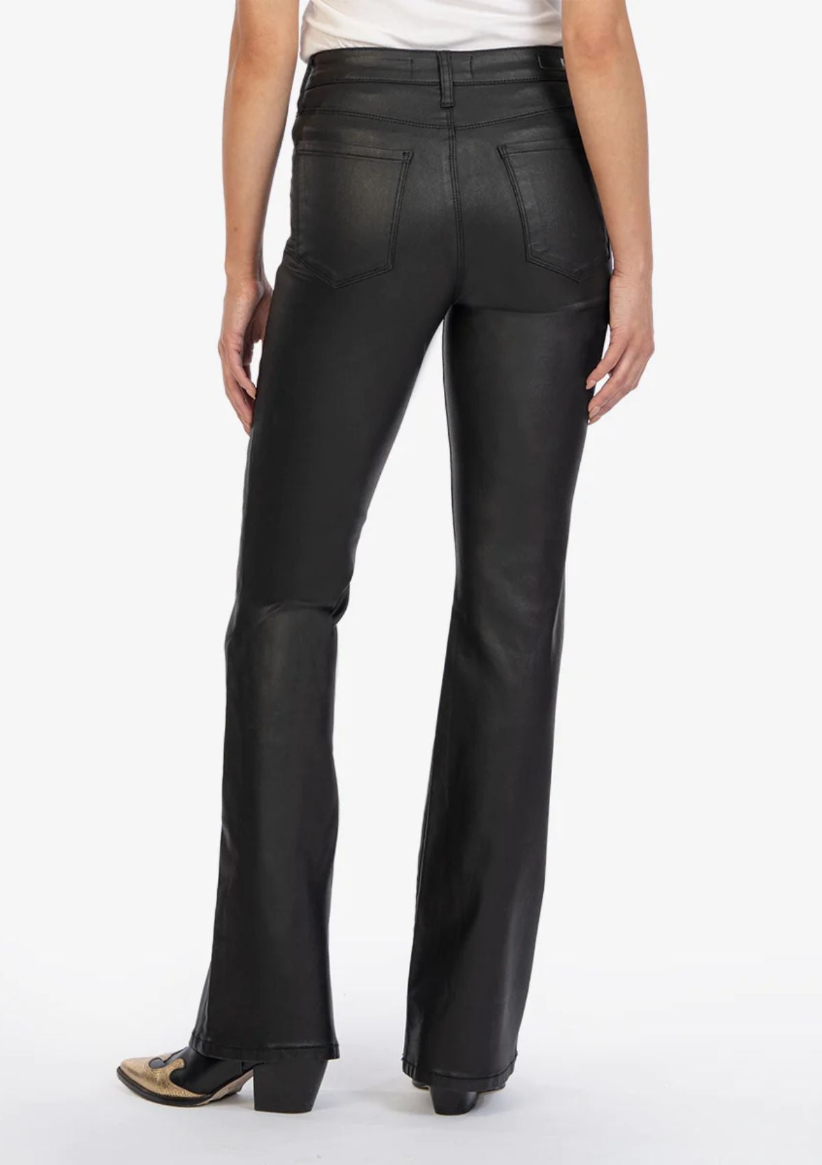Ana Fab Ab Coated High Waist Flare Jeans, Black
