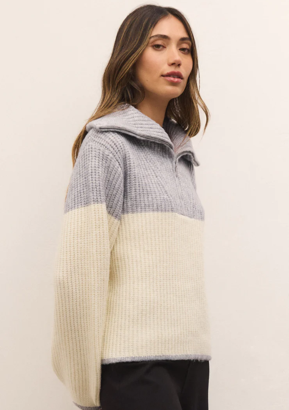 Canyon Half Zip Blocked Sweater