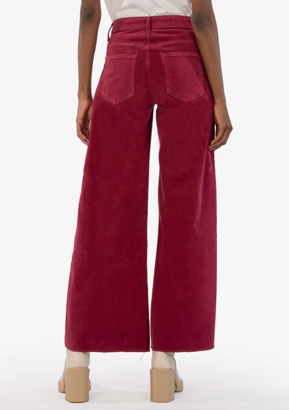 Jean Corduroy High Rise Fab Ab Wide Leg Pants, Ruby