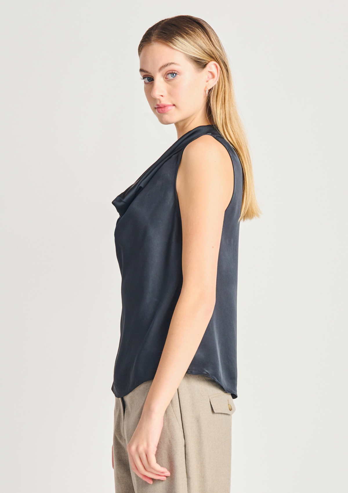Carla Satin Cowl Neck Top