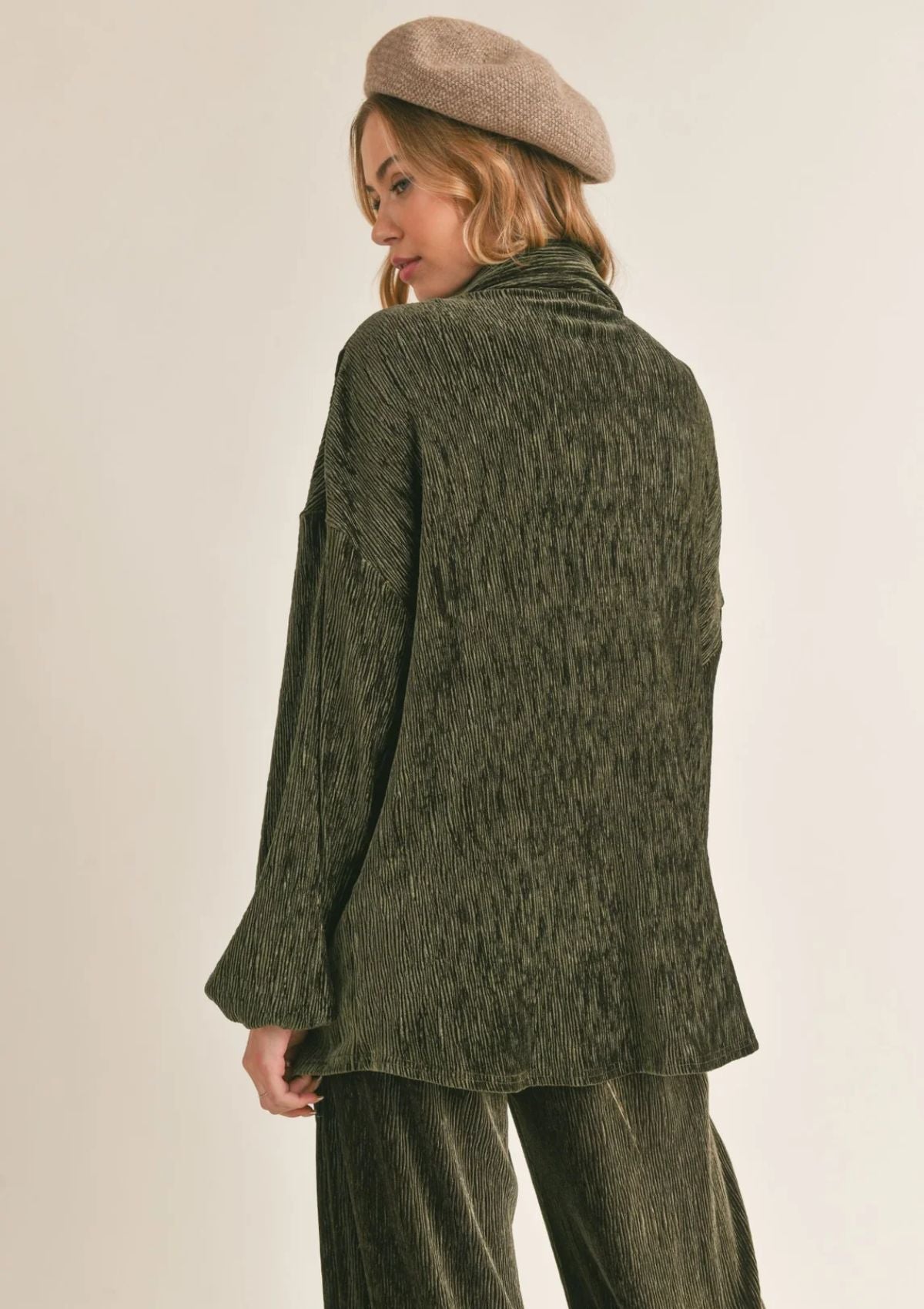 Lorelai Pleated Button Down Knit Top