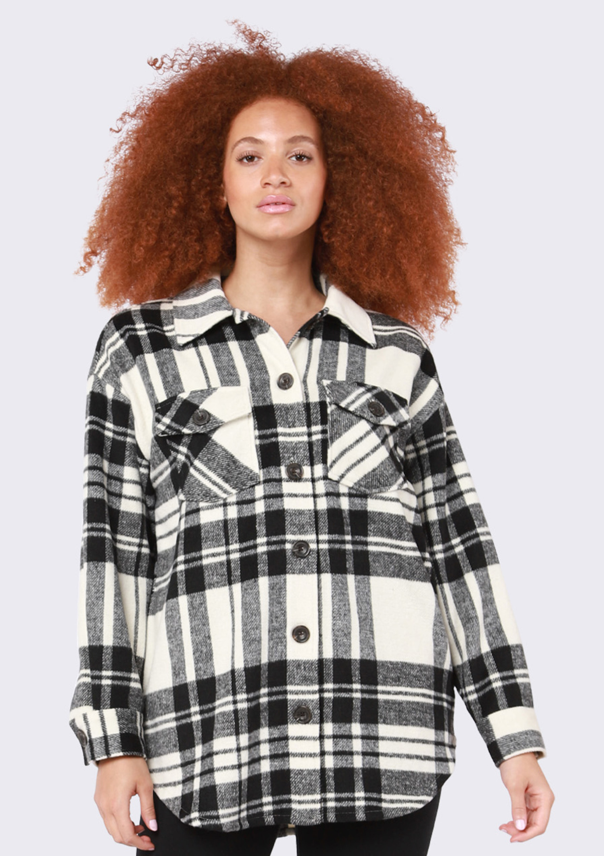 Vera Button Front Plaid Shacket
