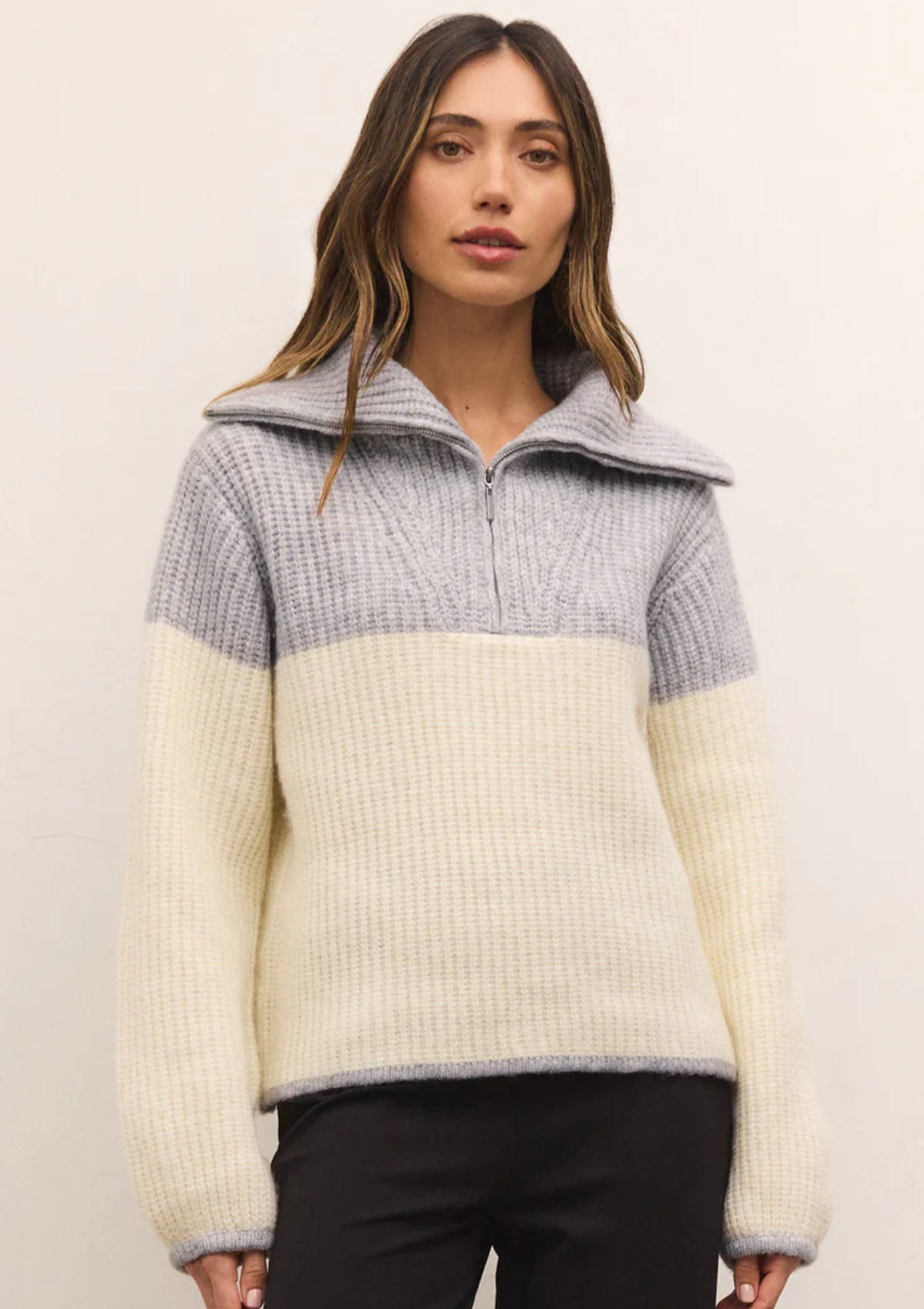 Canyon Half Zip Blocked Sweater